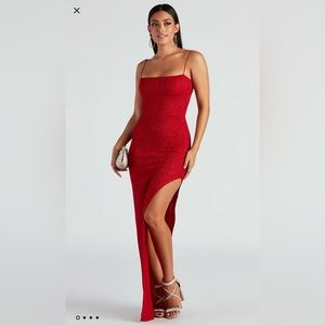 WINDSOR JENNA FORMAL GLITTER LATTICE DRESS